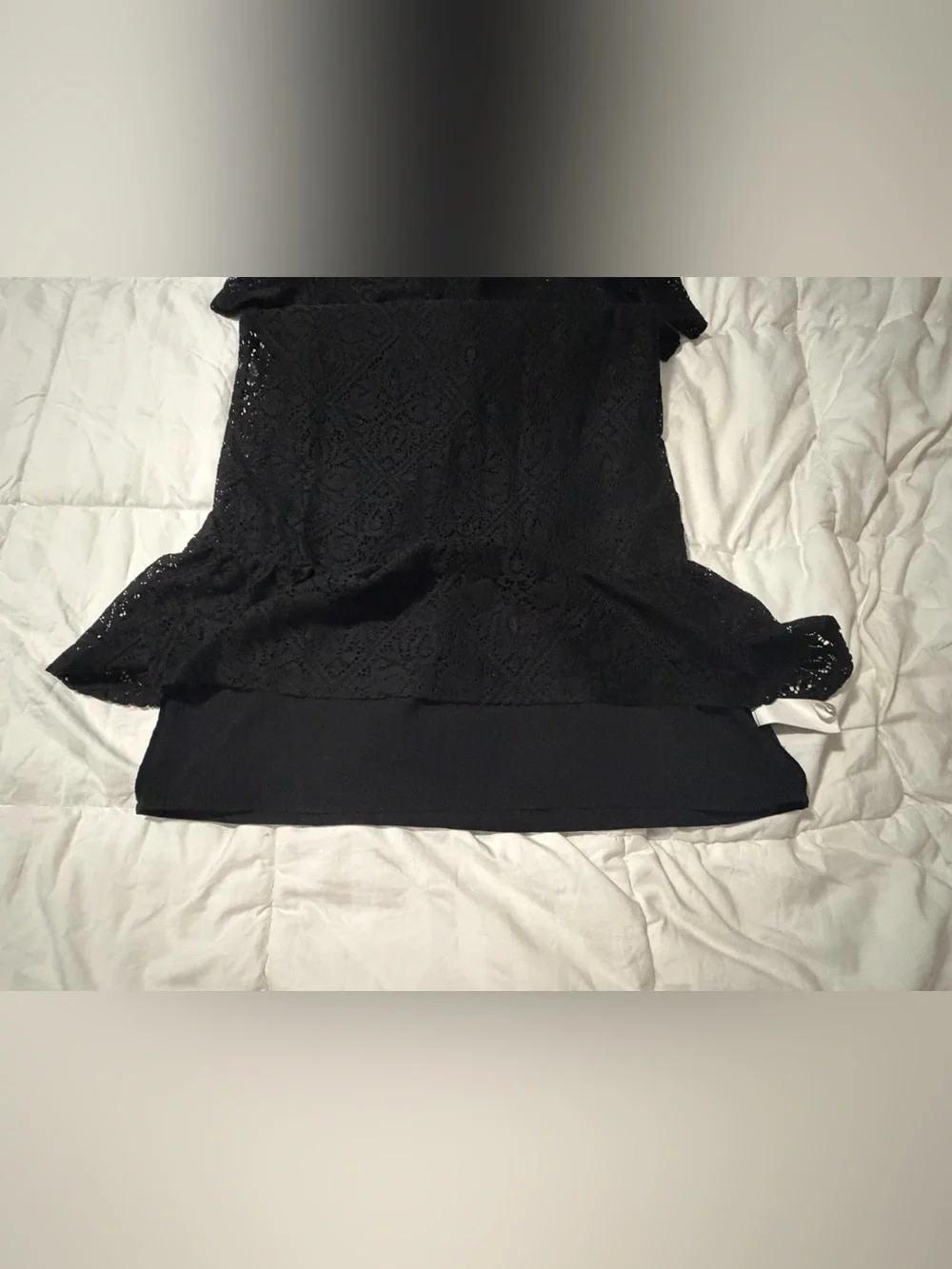 Michael Kors Black Lace Short Sleeve Ruffle Hem Mini Dress